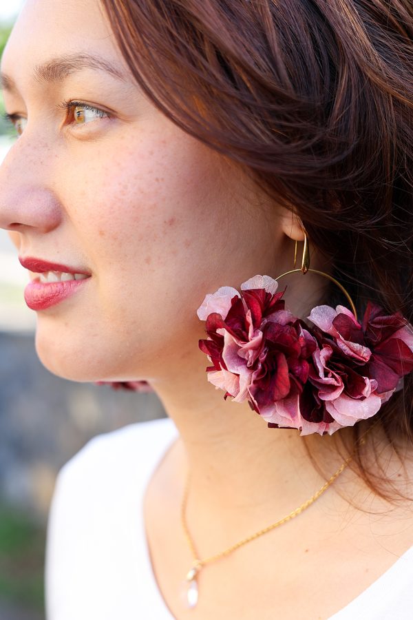 Boucle d'oreille en fleur stabilisé modèle Aurélie