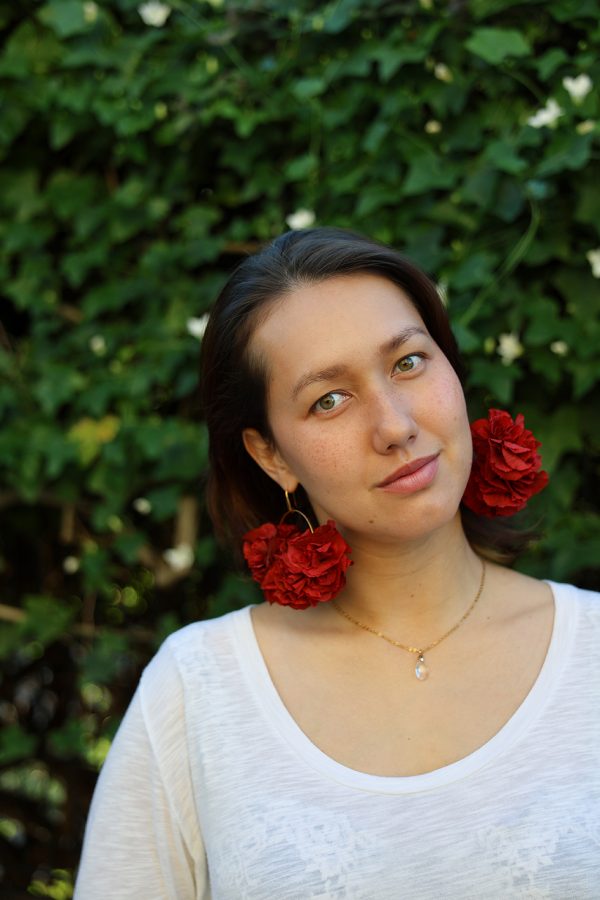 Boucle d'oreille en fleur stabilisé modèle Karine