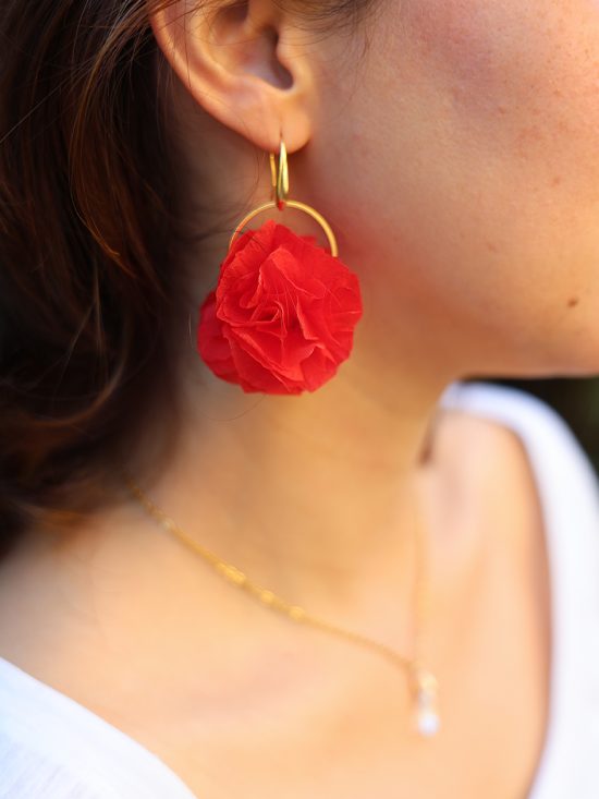 Boucle d'oreille en fleur stabilisé modèle Cécile