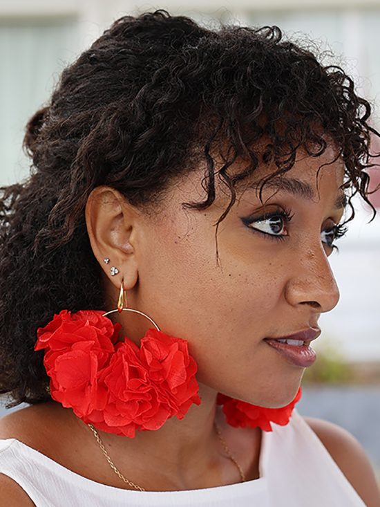 Boucle d'oreille en fleur stabilisé modèle Roxanne Les Incandescentes