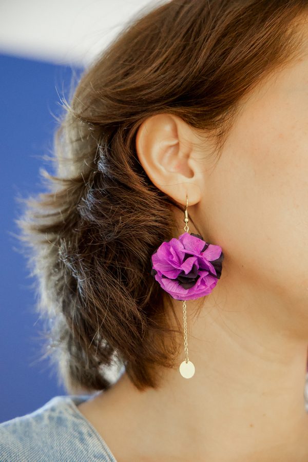 Boucle d'oreille en fleur stabilisé modèle Eléa
