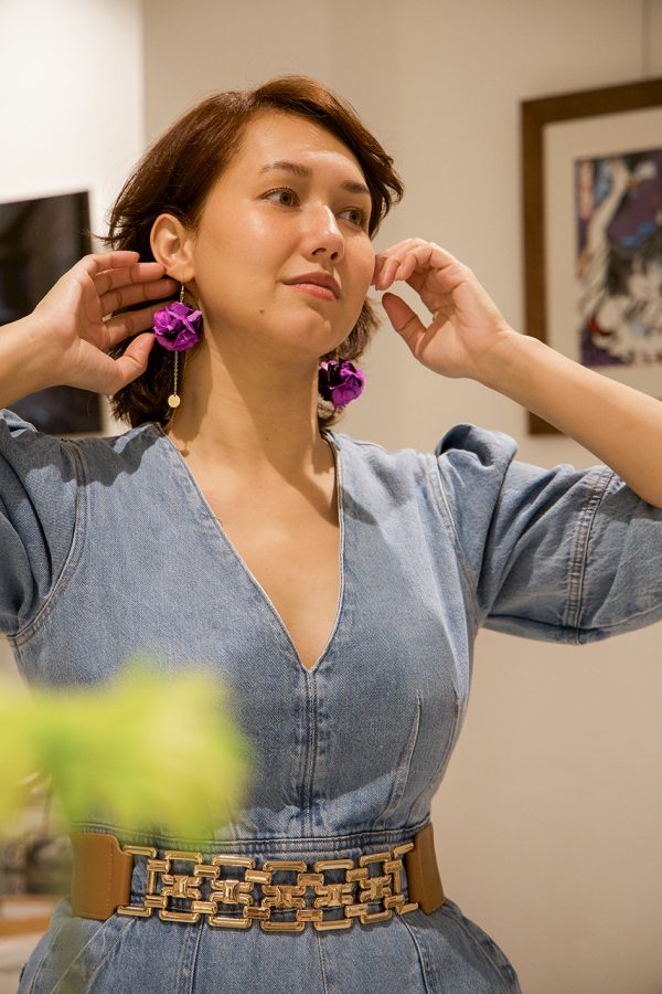 Boucle d'oreille en fleur stabilisé modèle Eléa